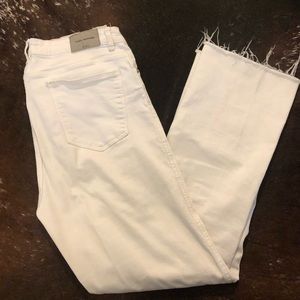 Zara White Cropped, Fit & Flare Jeans
